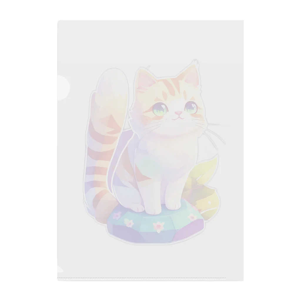 dolphineの上目遣いで見上げるrainbow cute cat Clear File Folder