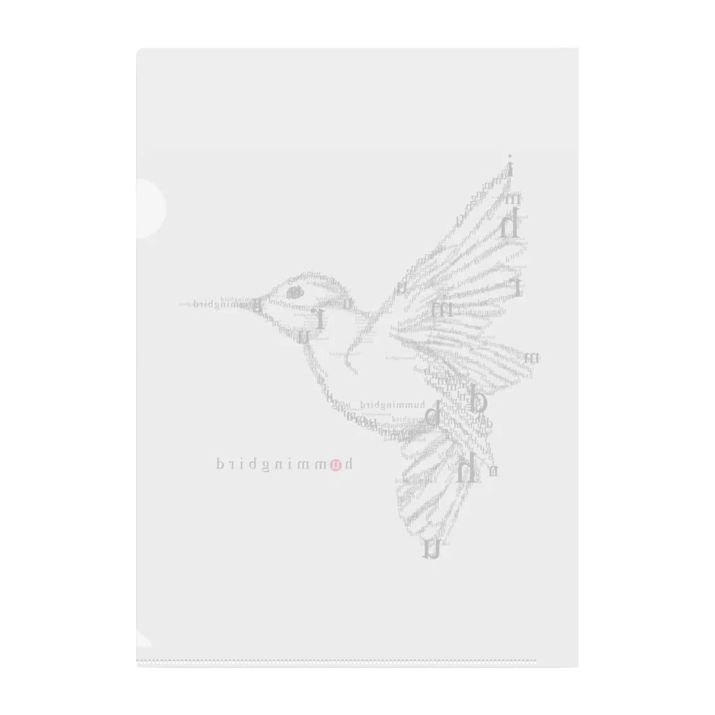 t-shirts-cafeのフォントイラストレーション『hummingbird（ハミングバード・ハチドリ）』 クリアファイル