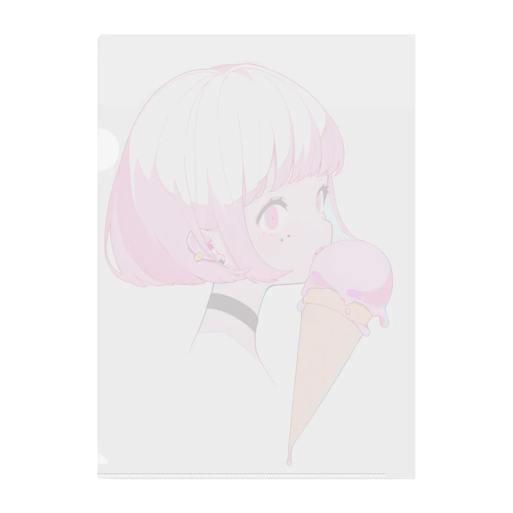 ヤバいTシャツ屋しゃんの暑い夏はアイスだ012 Clear File Folder