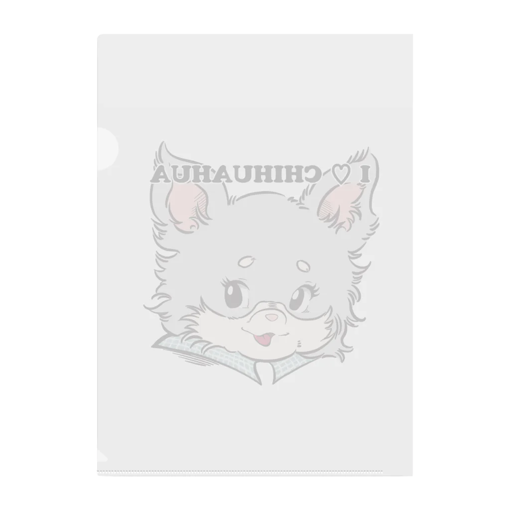 チャリティーグッズ-犬専門デザインのチワワ-ブルー&グレー・イザベラタン「I♡CHIHUAHUA」 Clear File Folder