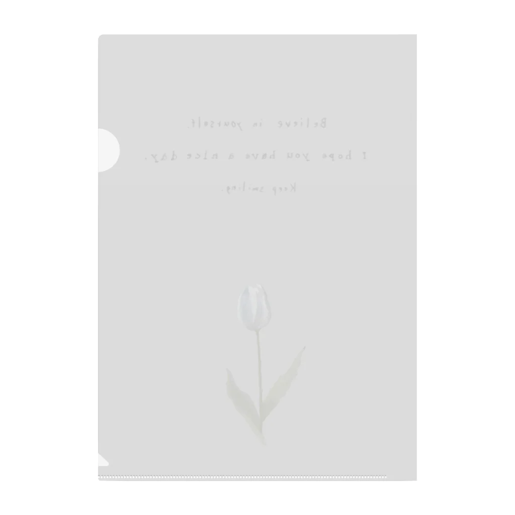 rilybiiのTULIP, white gray blue . クリアファイル