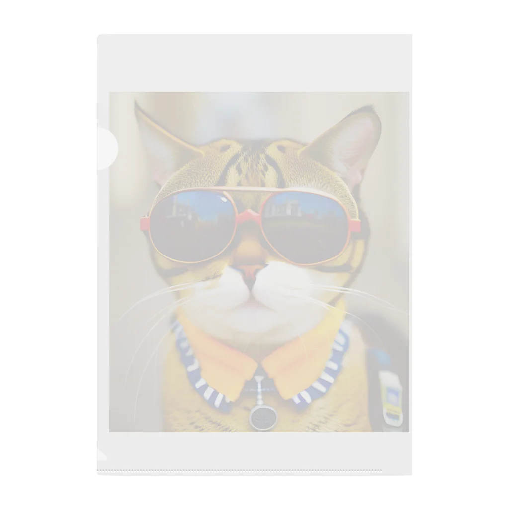 幻想的で創造的の猫にサングラス クリアファイル
