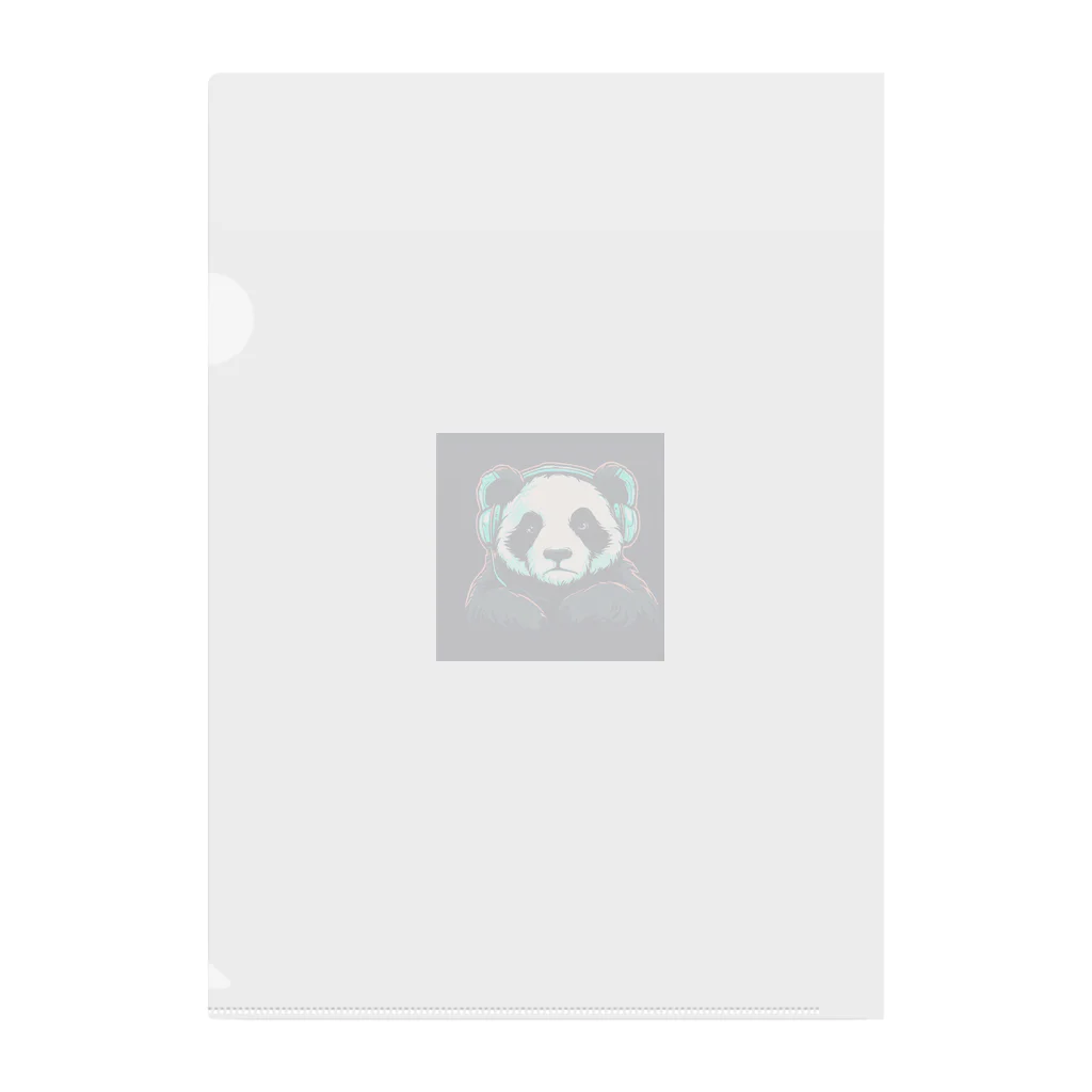 Shiba_IncのHeadphones & Pandas（ヘッドホン & パンダ） Clear File Folder