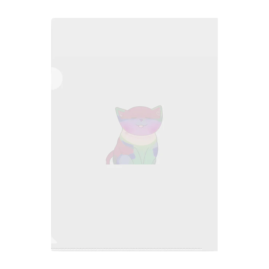 bokenasuの幸運を呼ぶ⁈虹色ネコ助 Clear File Folder
