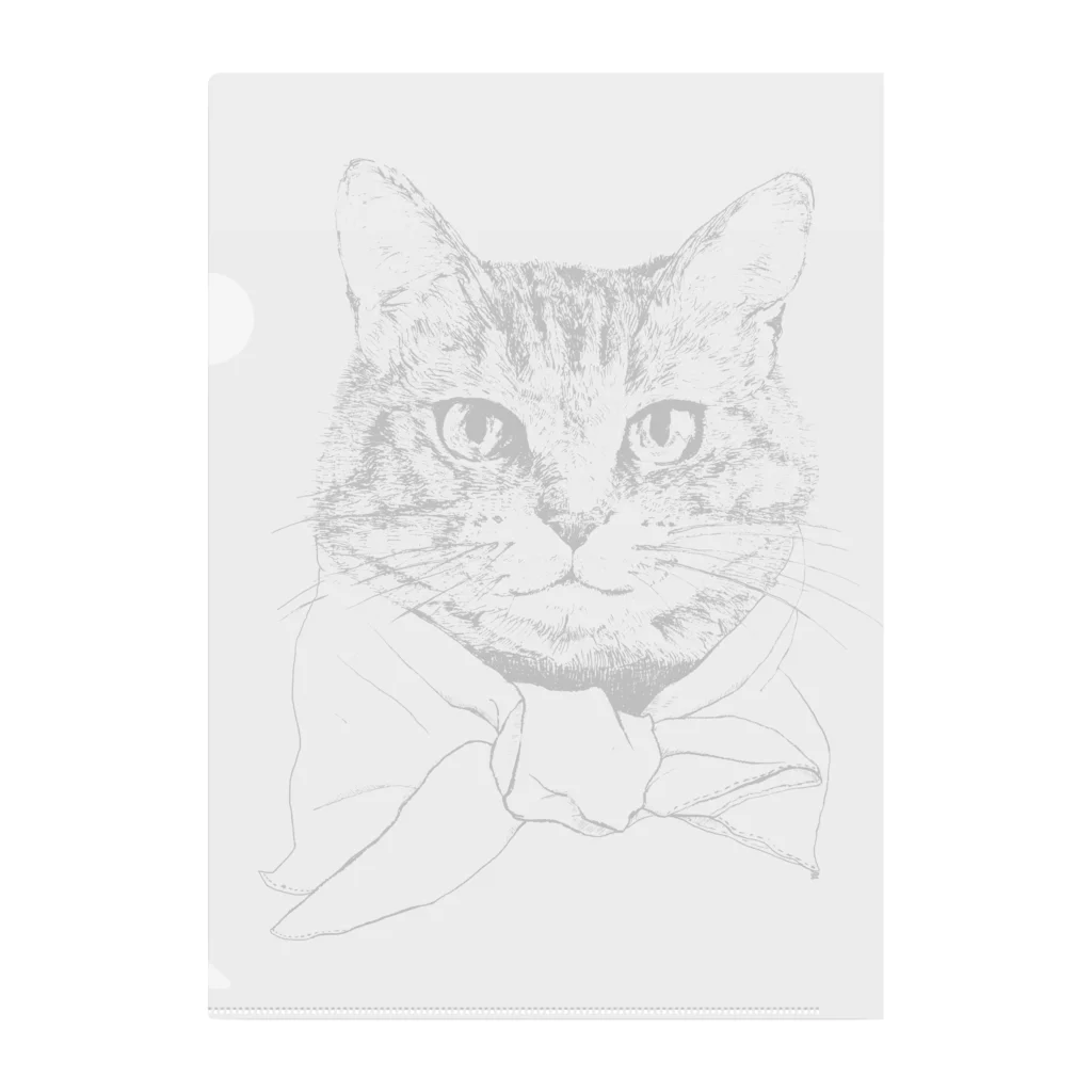 猫竹（nekotake)のペン画のしましま猫ちゃん Clear File Folder