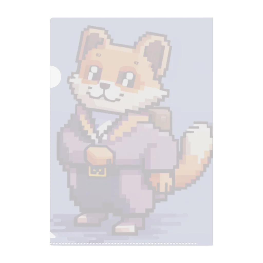 街の雑貨屋さんのかわいいたぬきのドット絵グッズ Clear File Folder