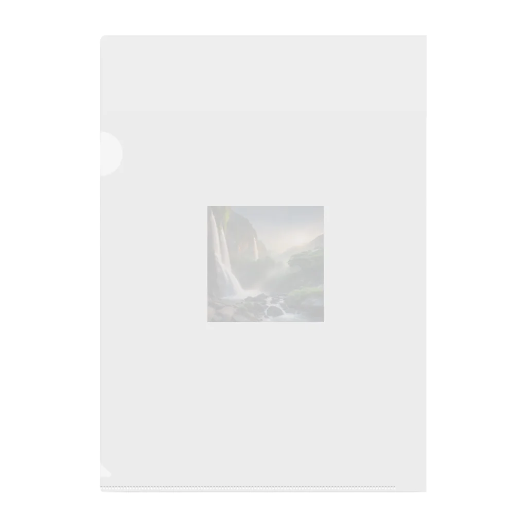 TechArtWorkGalleryの夜明けの滝と山々の美しい自然風景 Clear File Folder