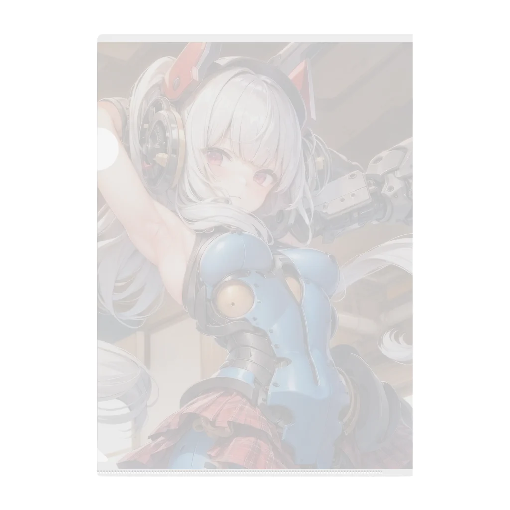 CONV工房公式グッズのメンテナンスを受けるメカ娘 Clear File Folder