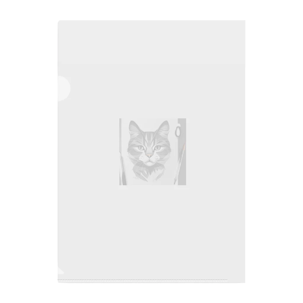 teru8376のイラスト　猫 Clear File Folder