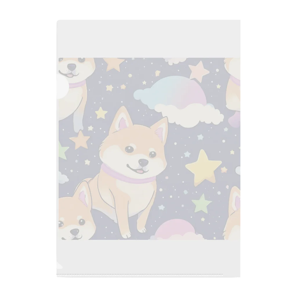 ゆんまるの夜空に柴犬 Clear File Folder