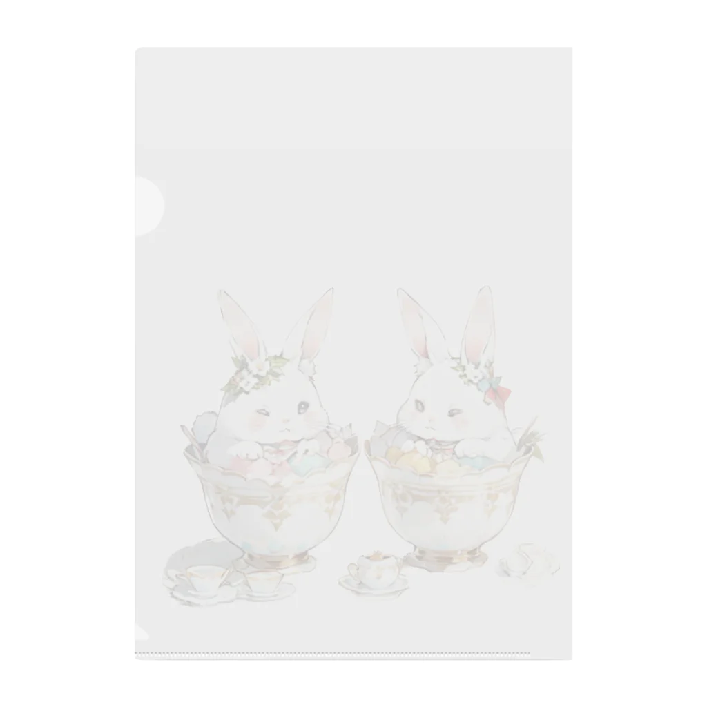 sakusakuAIのうさぎのお茶会 Clear File Folder