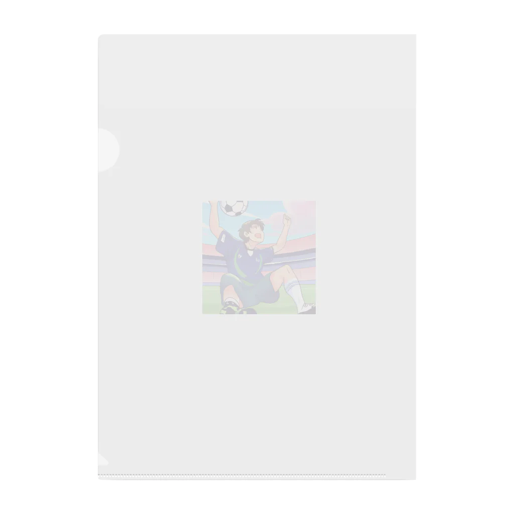 ほっこりグッズBASEのワールドカップ優勝を夢見るサッカー少年 Clear File Folder