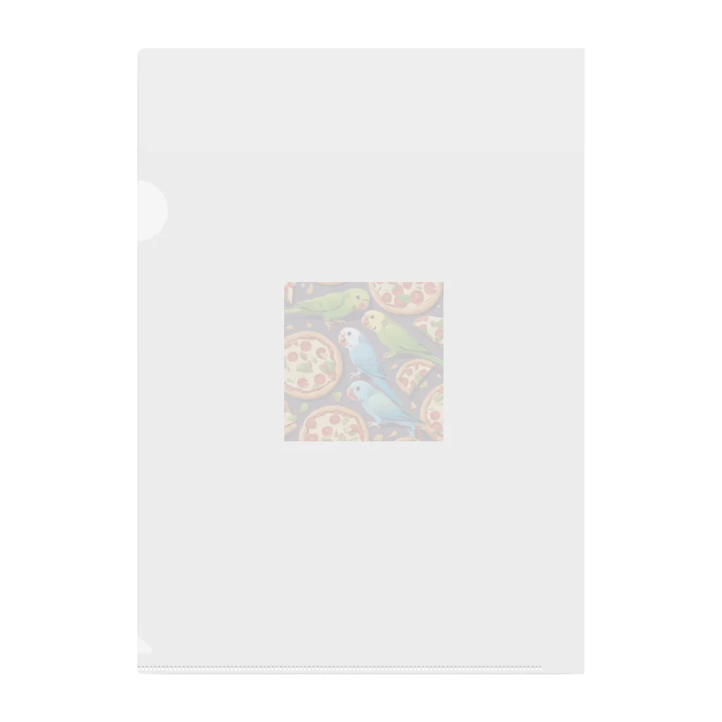 mofu mofu309のピザ食べるインコ Clear File Folder