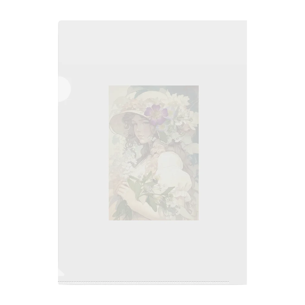 Orange Flowerのミシャ風フラワーアート Clear File Folder