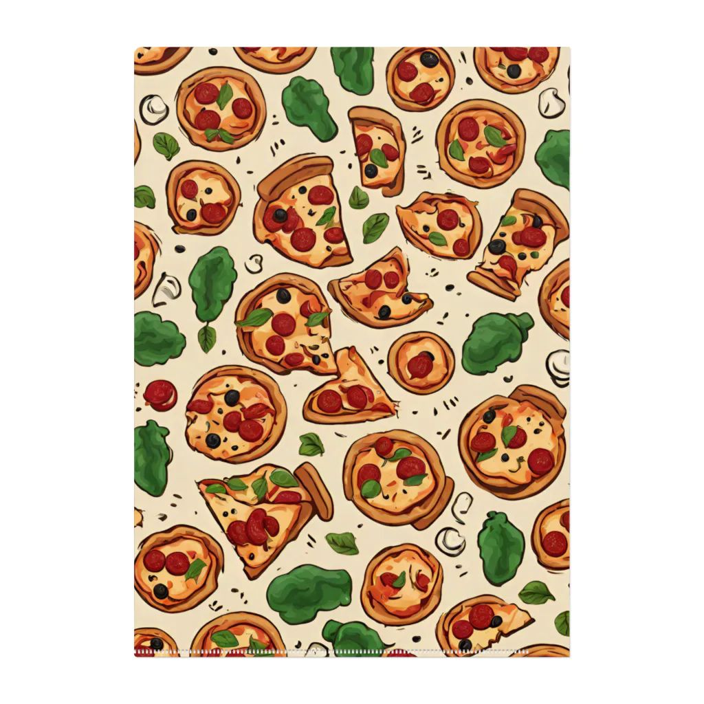 アニマルありまるのpizza plain background illustration クリアファイル