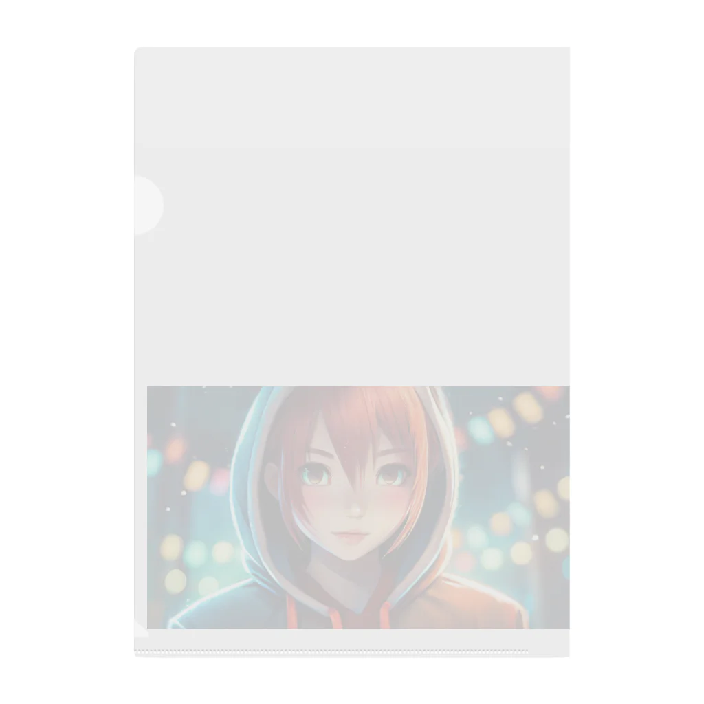 RONBOのパーカーを着た赤毛の女の子 Clear File Folder