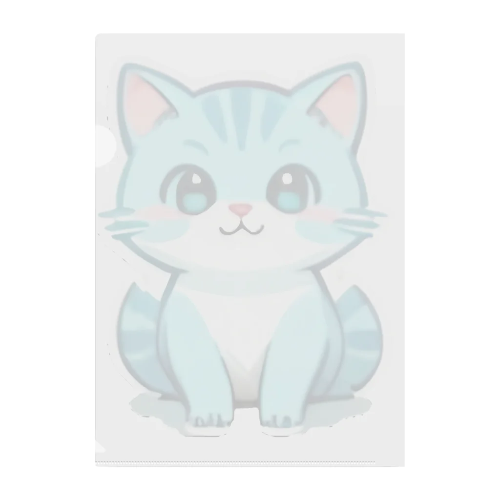 もふもふデザインストアの癒しのブルー猫グッズで、毎日を彩ろう クリアファイル