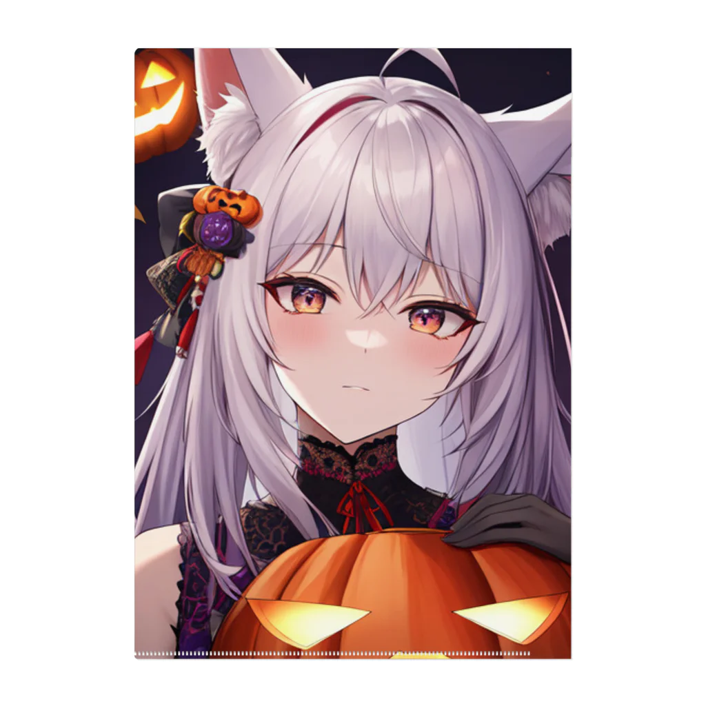 那須モバイル店の魔女っ子　ハロウィン Clear File Folder