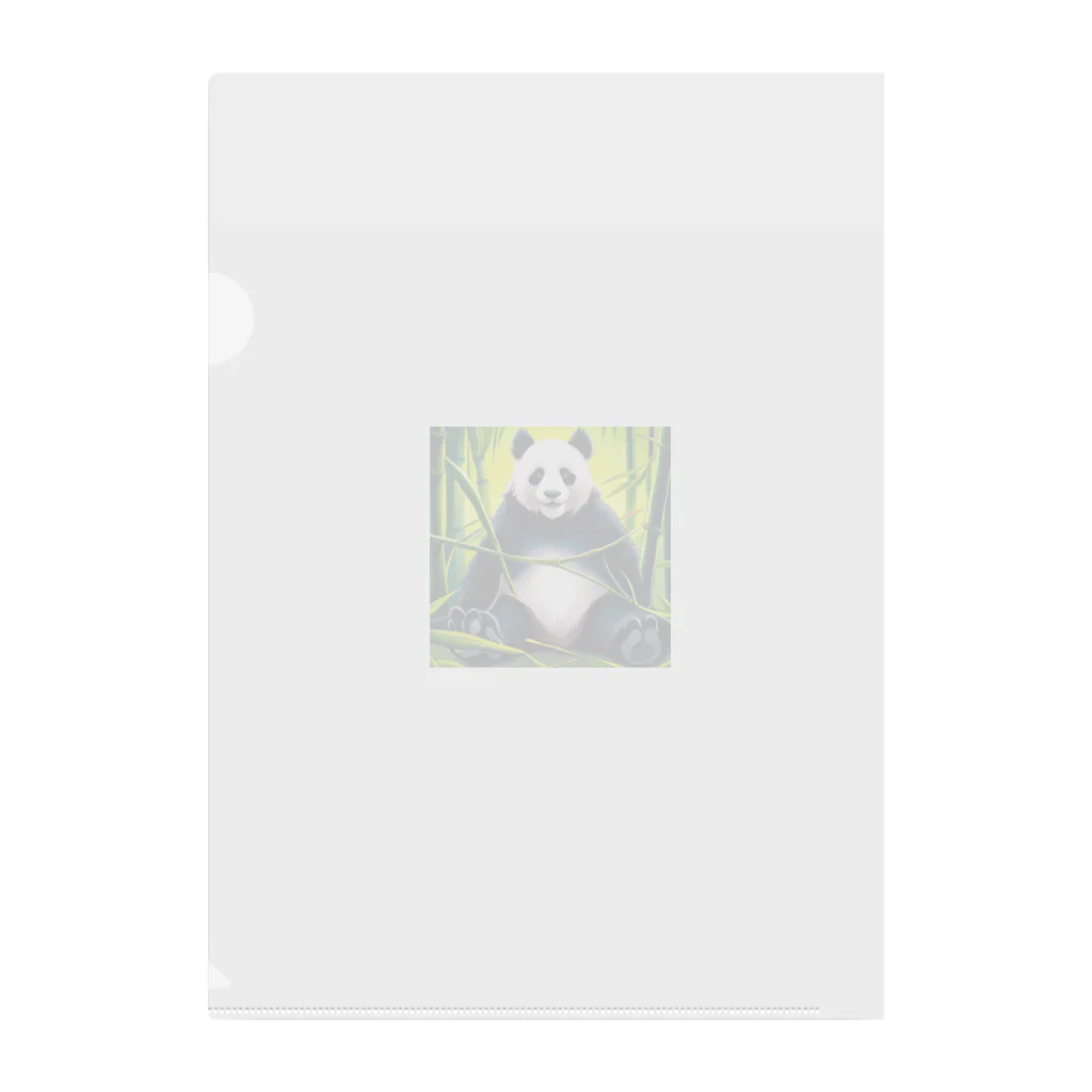 sugimo01の竹やぶで寛いでいるパンダ クリアファイル