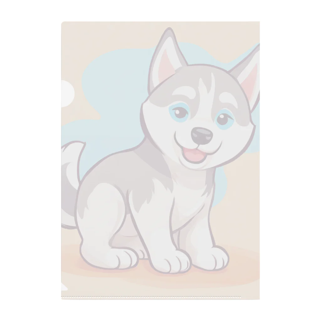 gobosyokaiのかわいいハスキーの子犬のイラストグッズC Clear File Folder