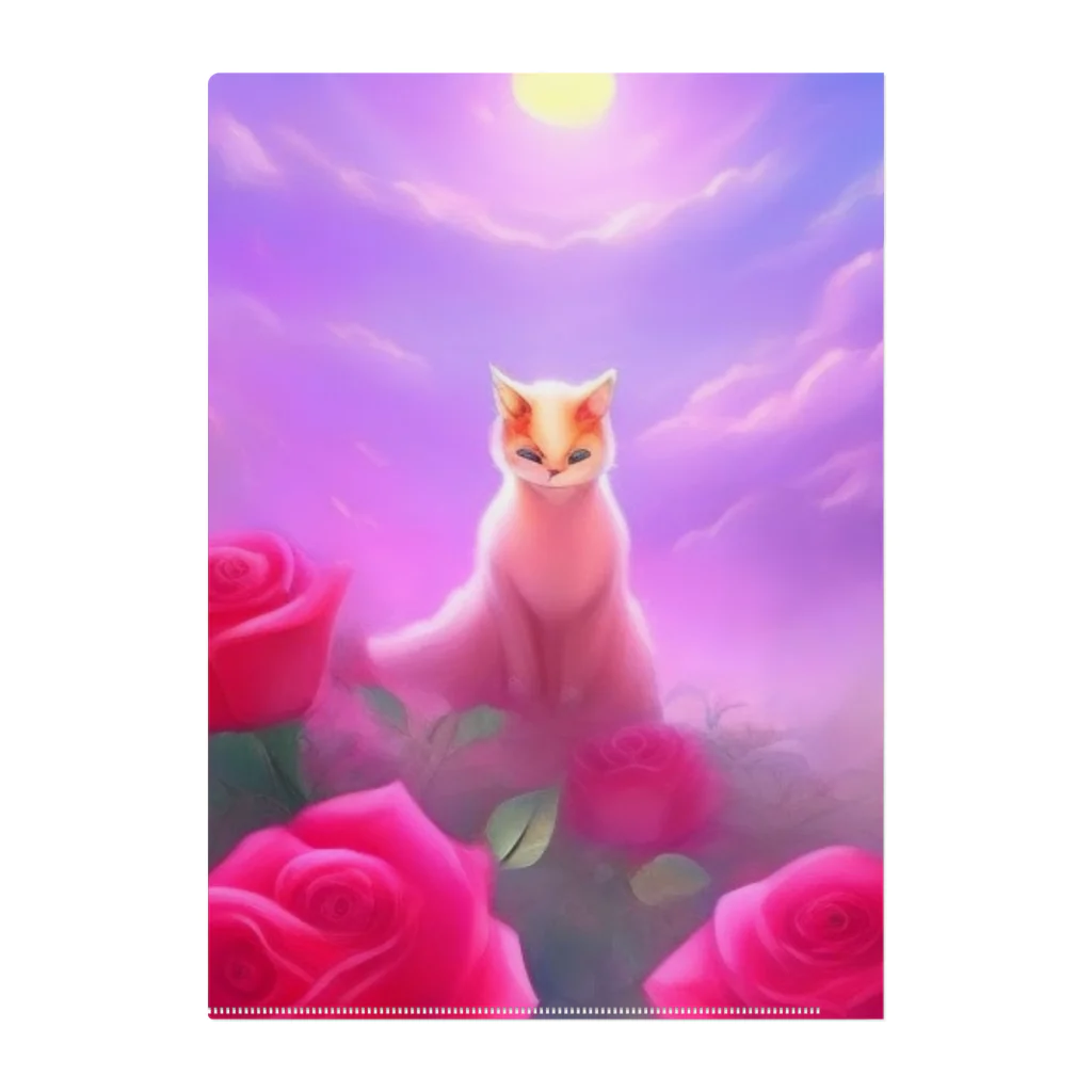 🇯🇵AMAGUMU SHIZUKU(雨雲 雫)の薔薇を嗜む猫 クリアファイル