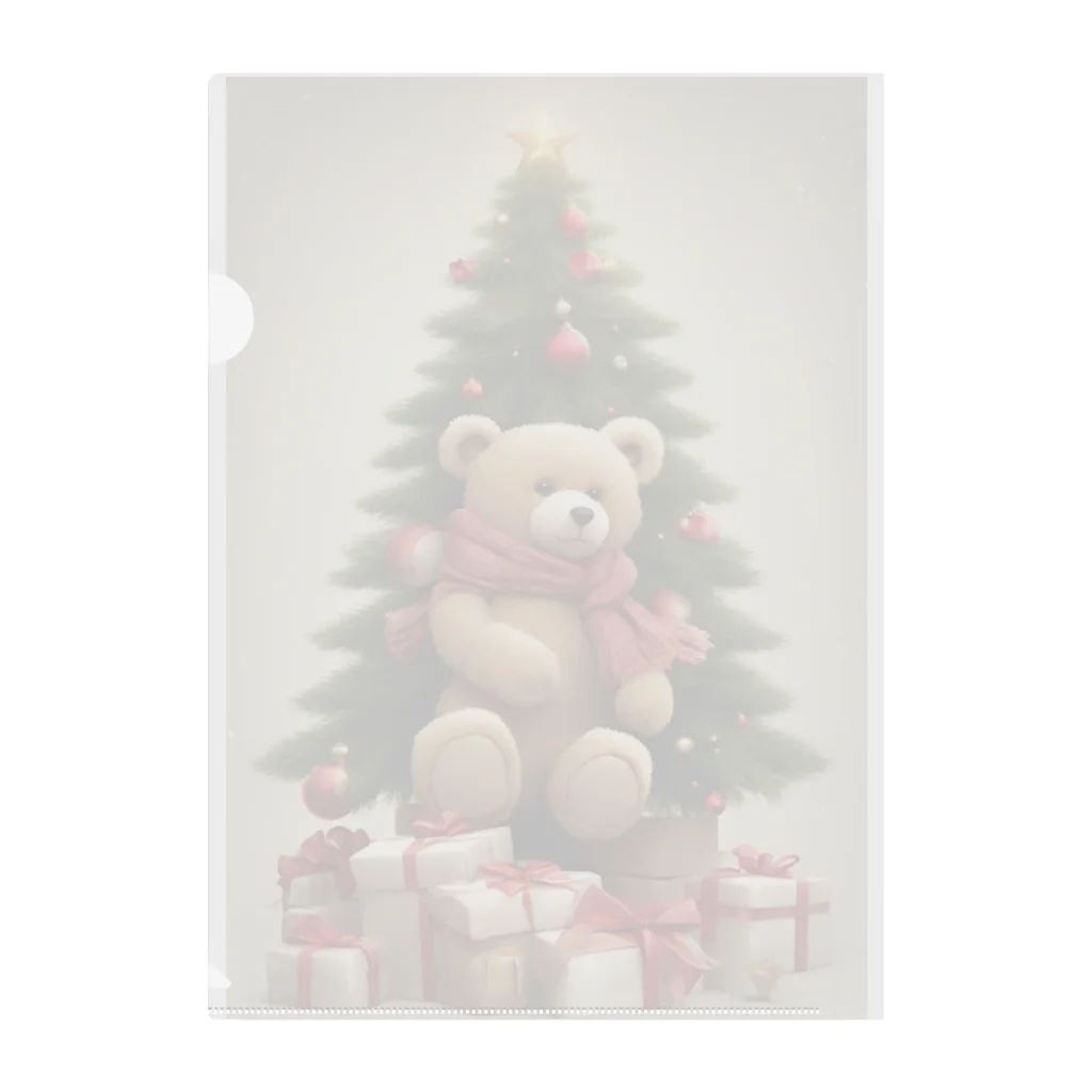 규리shopのクリスマス テディーベアの思い出 Clear File Folder