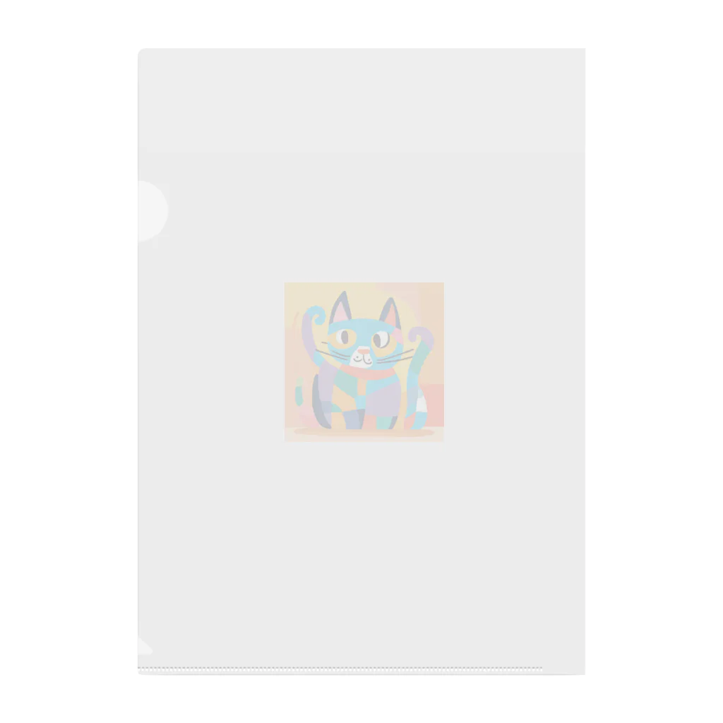 IKA_0120のカラフルな猫 Clear File Folder