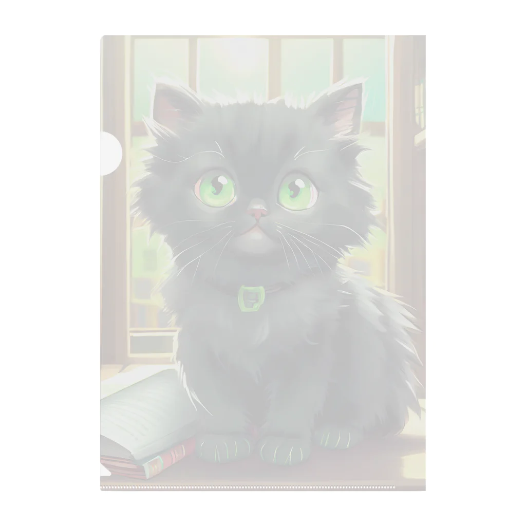 yoiyononakaの図書室の黒猫01 Clear File Folder