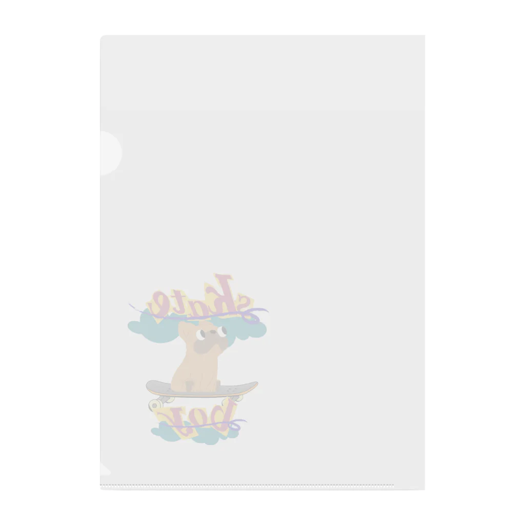 sloth_giraffeのスケートボードするワンコ Clear File Folder