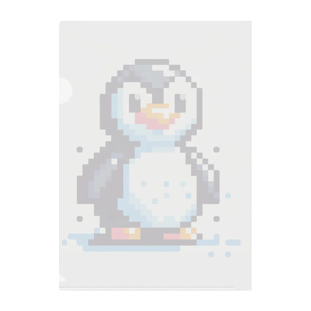 pixel屋さんのペンギンのpixelアート クリアファイル