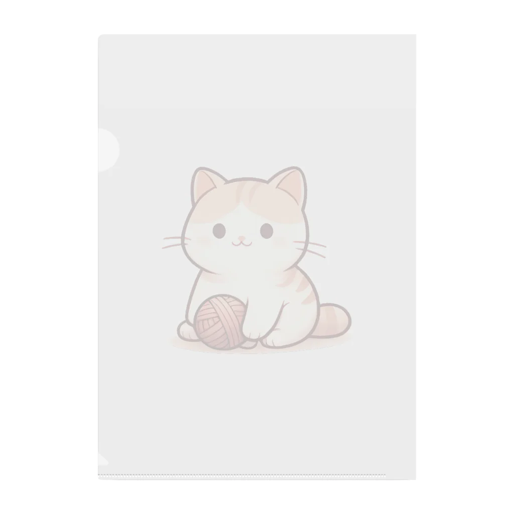 ふわふわ動物スタジオのふわふわの愛らしい猫ちゃんと毛糸玉 Clear File Folder