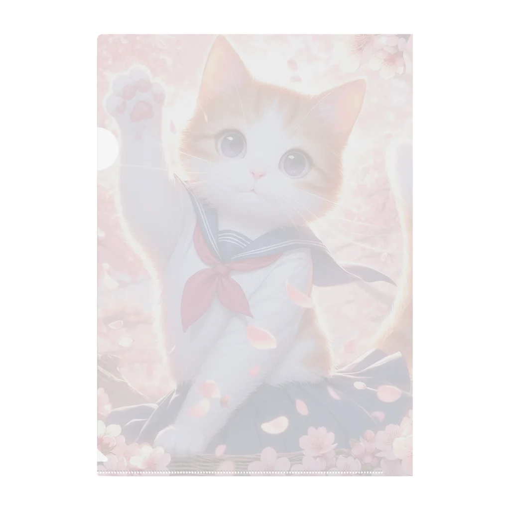 ParadigmStar　パラダイムスターの桜咲く華の学生猫 hana Clear File Folder