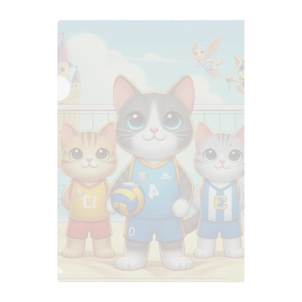 【volleyball online】の猫好きのみなさん必見！愛らしい猫のバレーボールグッズ Clear File Folder