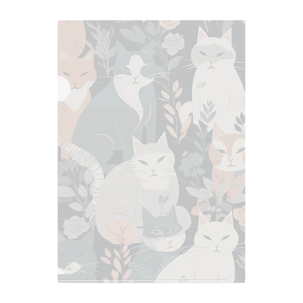 にょらやま堂のmodern cat's Clear File Folder