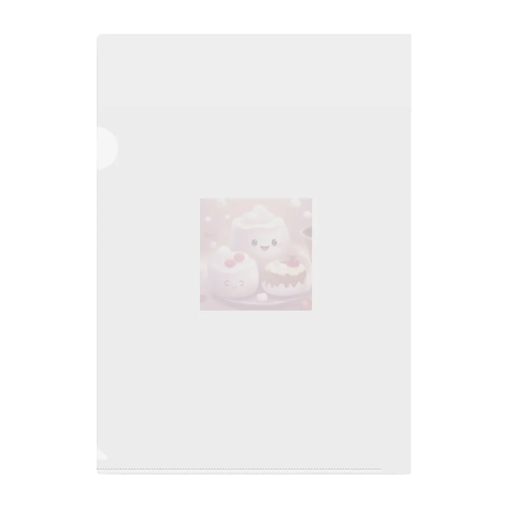 amxafukのふわふわマシュマロかわいいプリン Clear File Folder