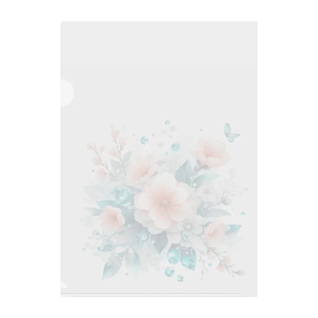 レベルUPの桃の花×エメラルド Clear File Folder