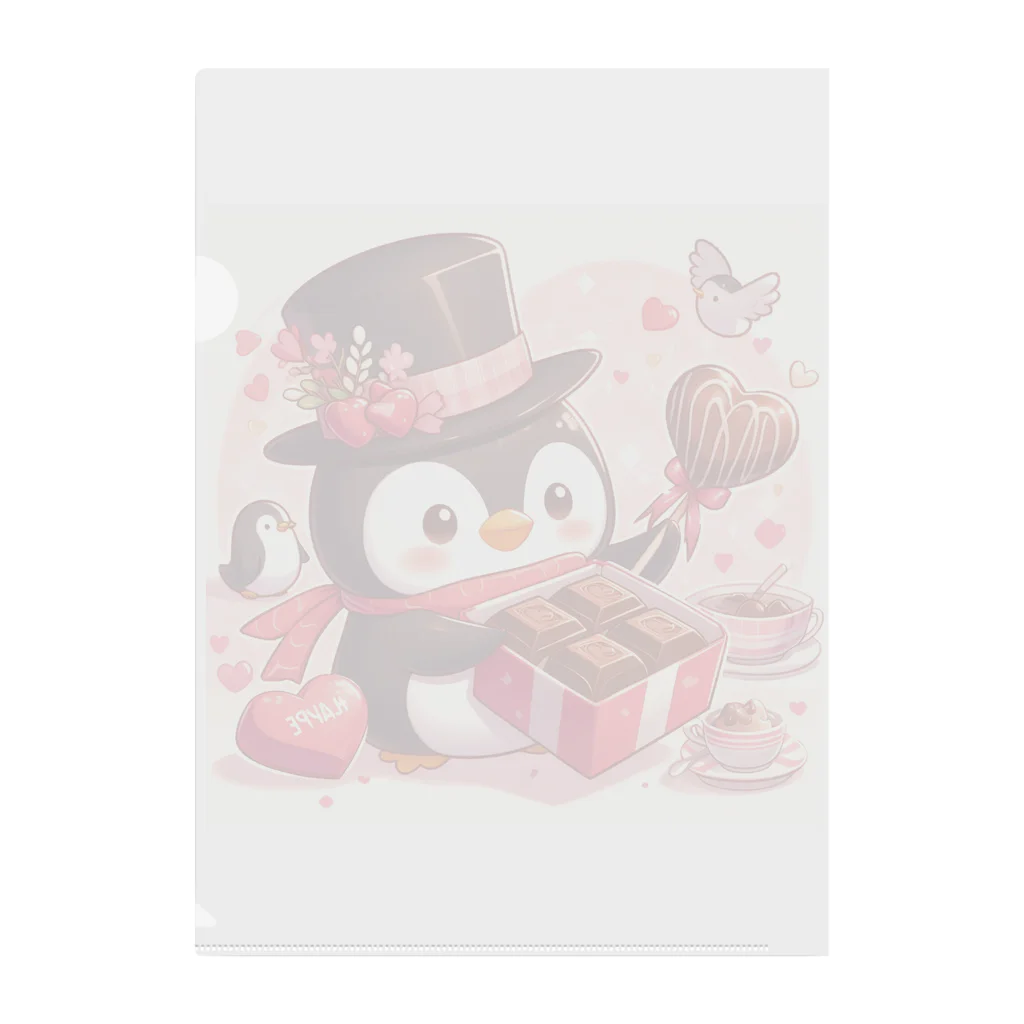 星パンダショップのチョコプレゼンツペンギン Clear File Folder