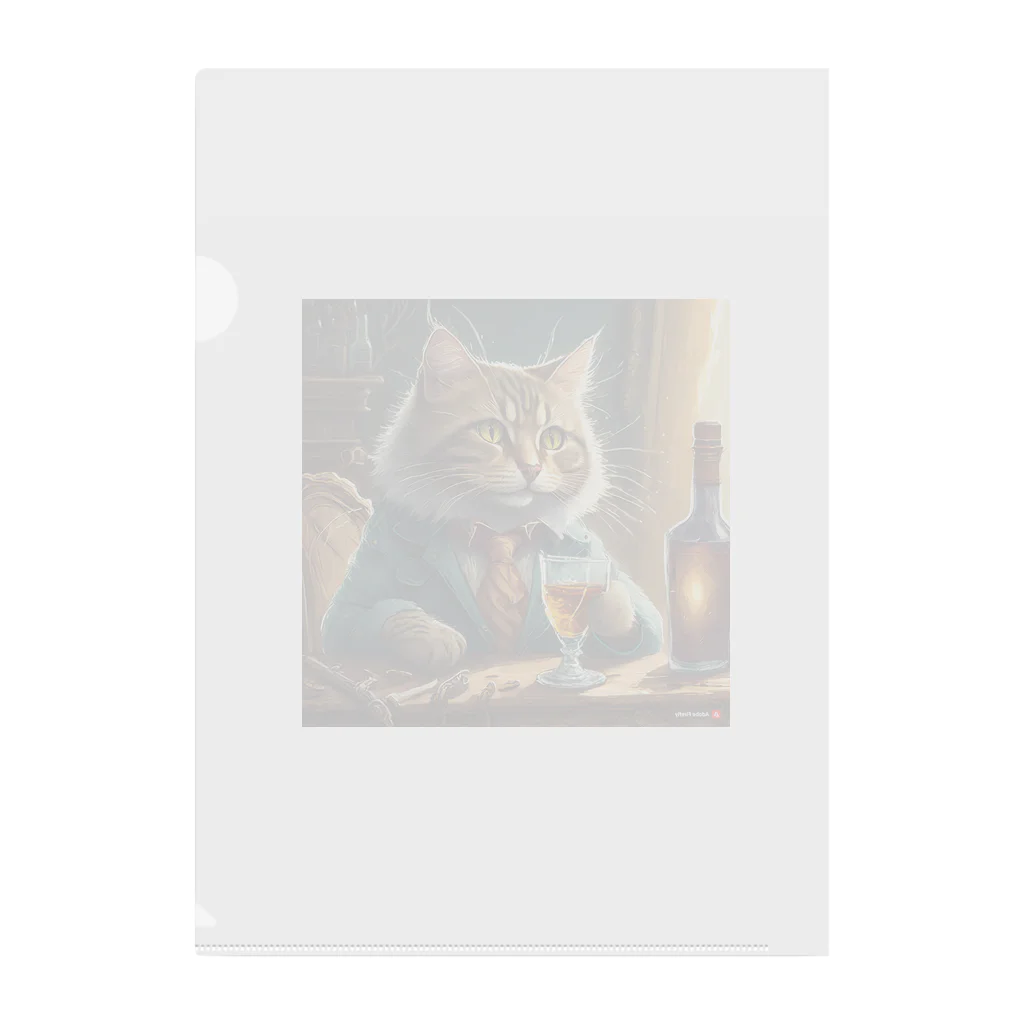 飲酒ちゃんの酒が好きな猫（社長） Clear File Folder