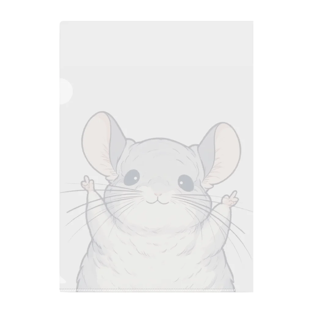 もふっとチンチラ🐭のばんざいチンチラ Clear File Folder