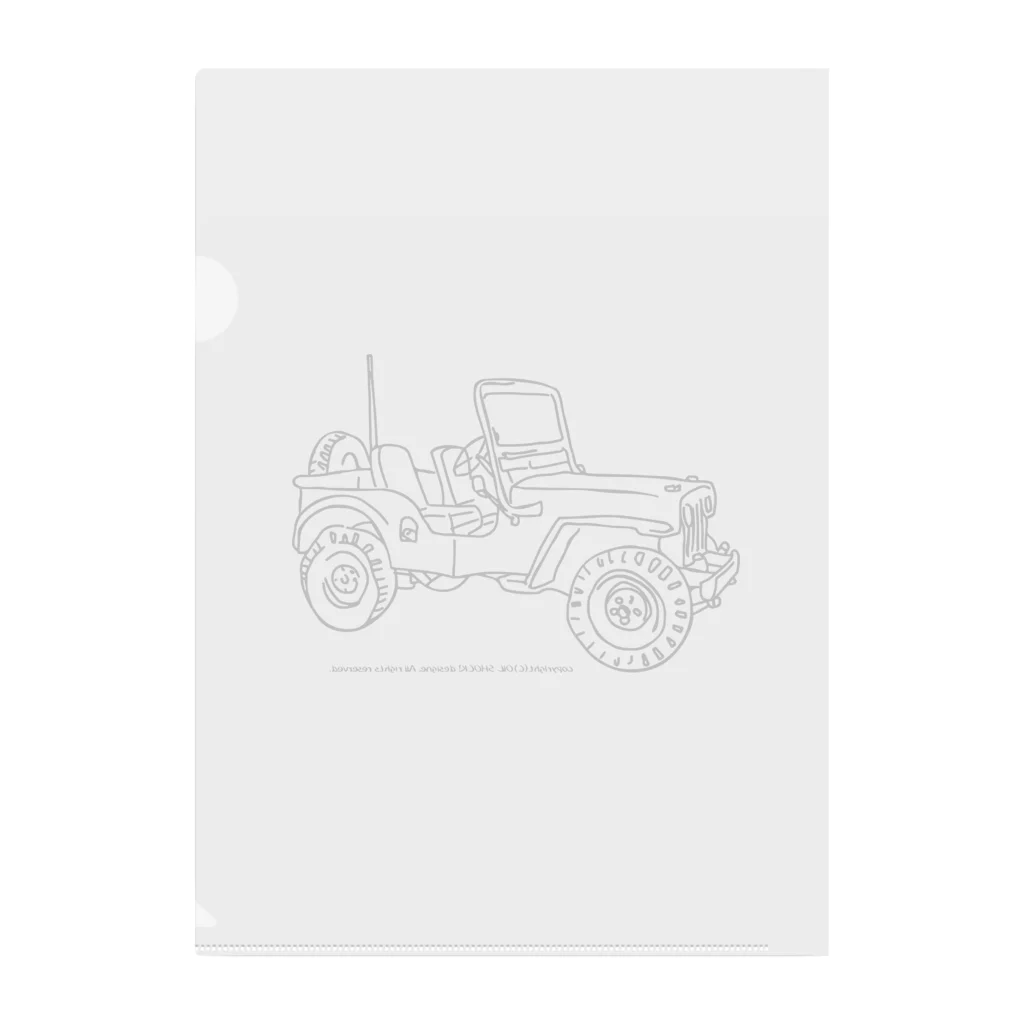 ファンシーTシャツ屋のJeep イラスト ライン画 クリアファイル