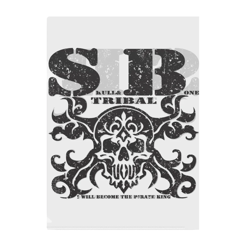 Ａ’ｚｗｏｒｋＳのSKULL&BONE TRIBAL GRUNGE BLK Clear File Folder