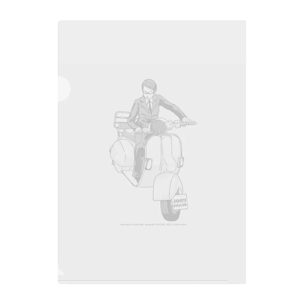 ファンシーTシャツ屋のクラシックスクーターに乗る男性 Clear File Folder