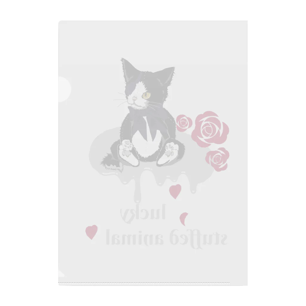 Jasmine工房のlucky stuffed animal 猫 Clear File Folder