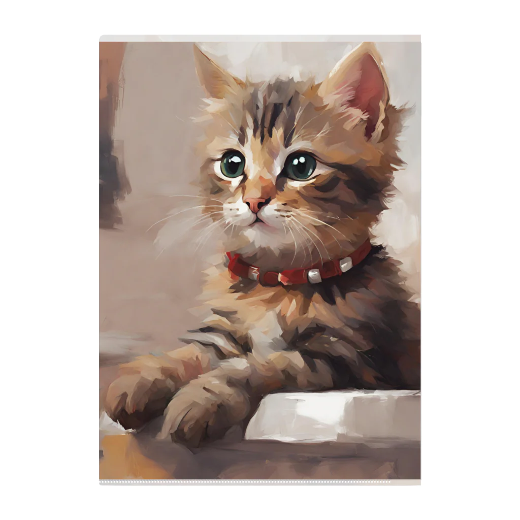 chonenの猫の絵画風イラストグッズ Clear File Folder