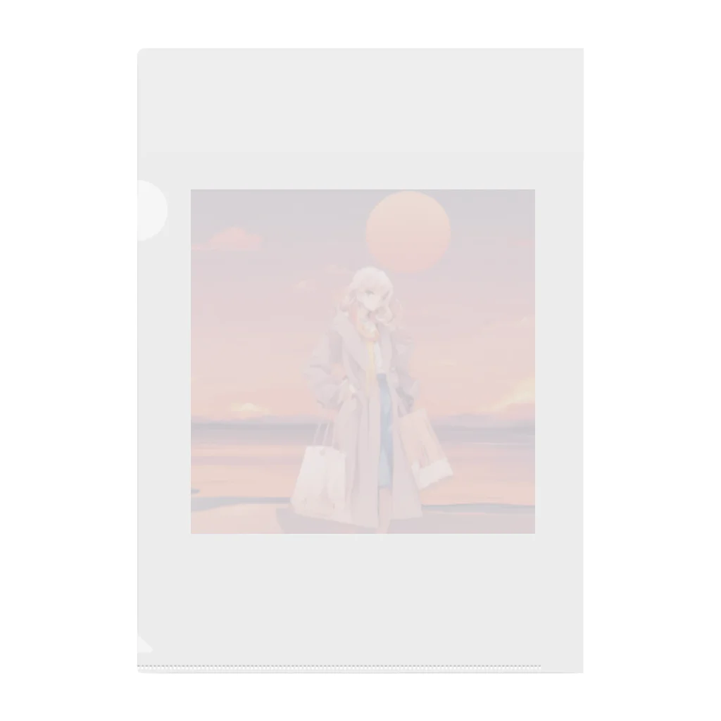 hi__romaの夕日に似合う女性 Clear File Folder