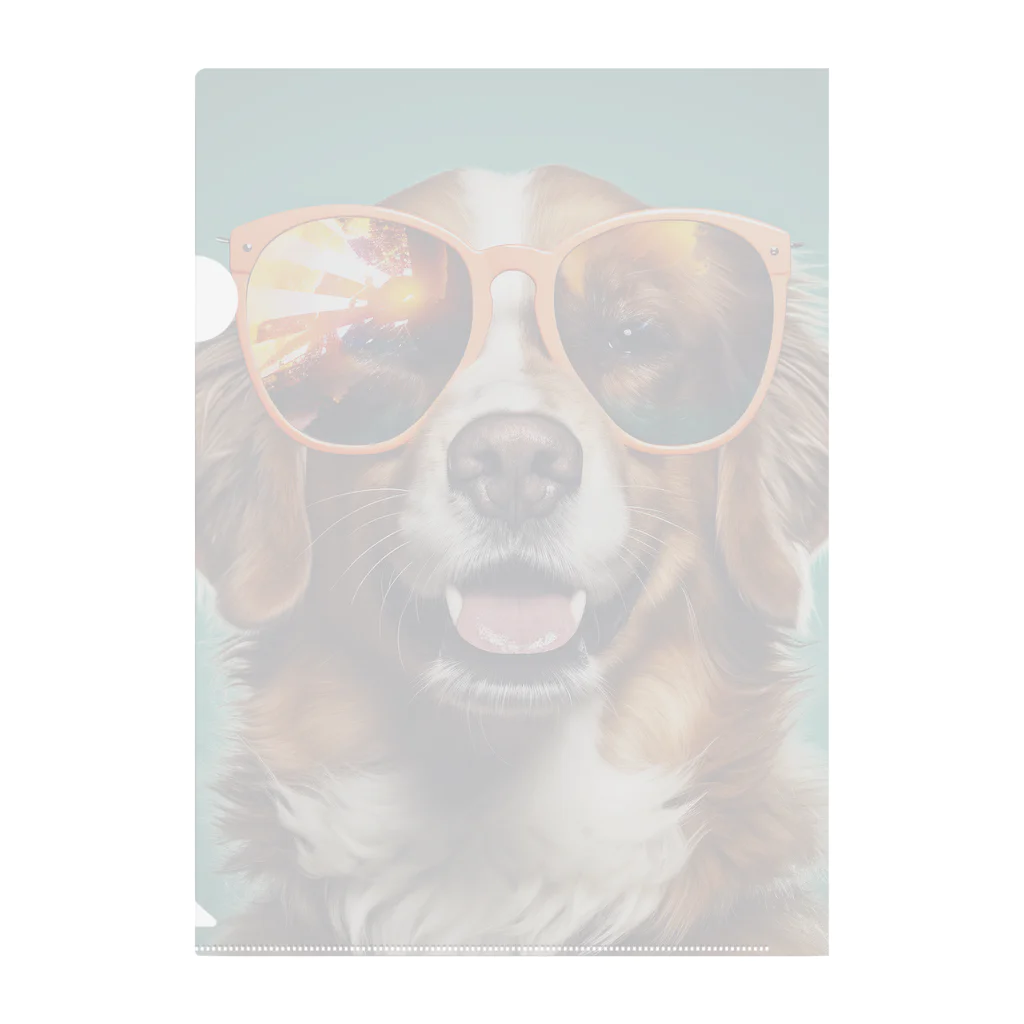 AQUAMETAVERSEのサングラスをかけた、かわいい犬 Marsa 106 Clear File Folder