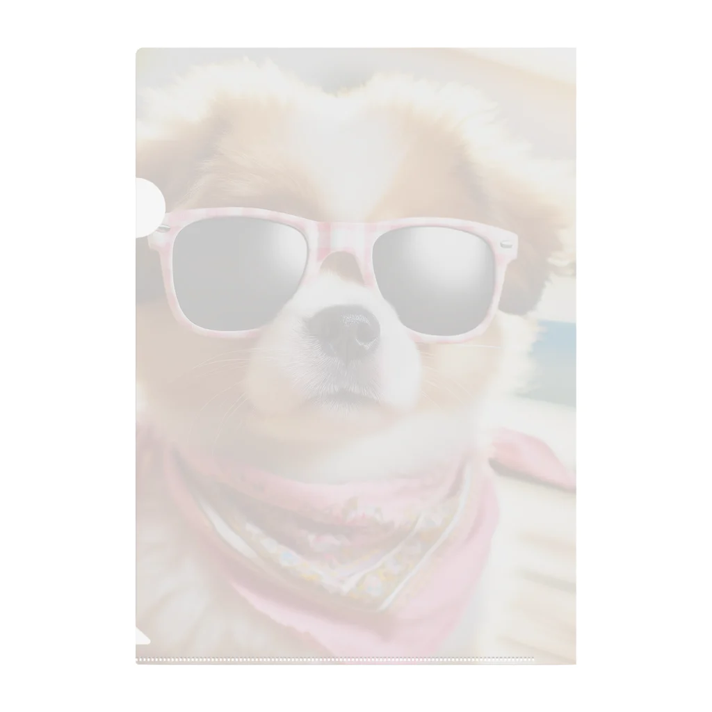 AQUAMETAVERSEのサングラスをかけた、かわいい犬 Marsa 106 Clear File Folder