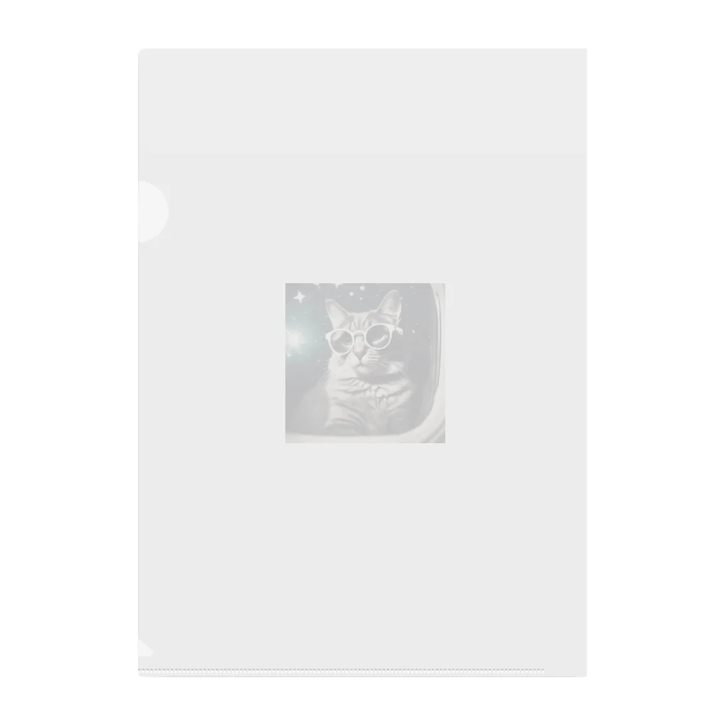 宇宙屋さんの宇宙旅サングラスねこ Clear File Folder