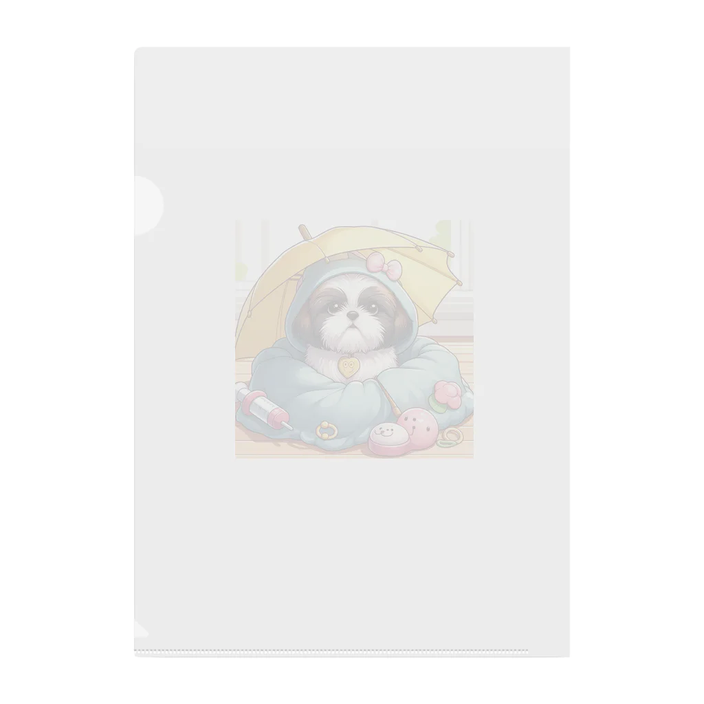 ワンコとにゃんちゃんズのアンブレラシーズー Clear File Folder