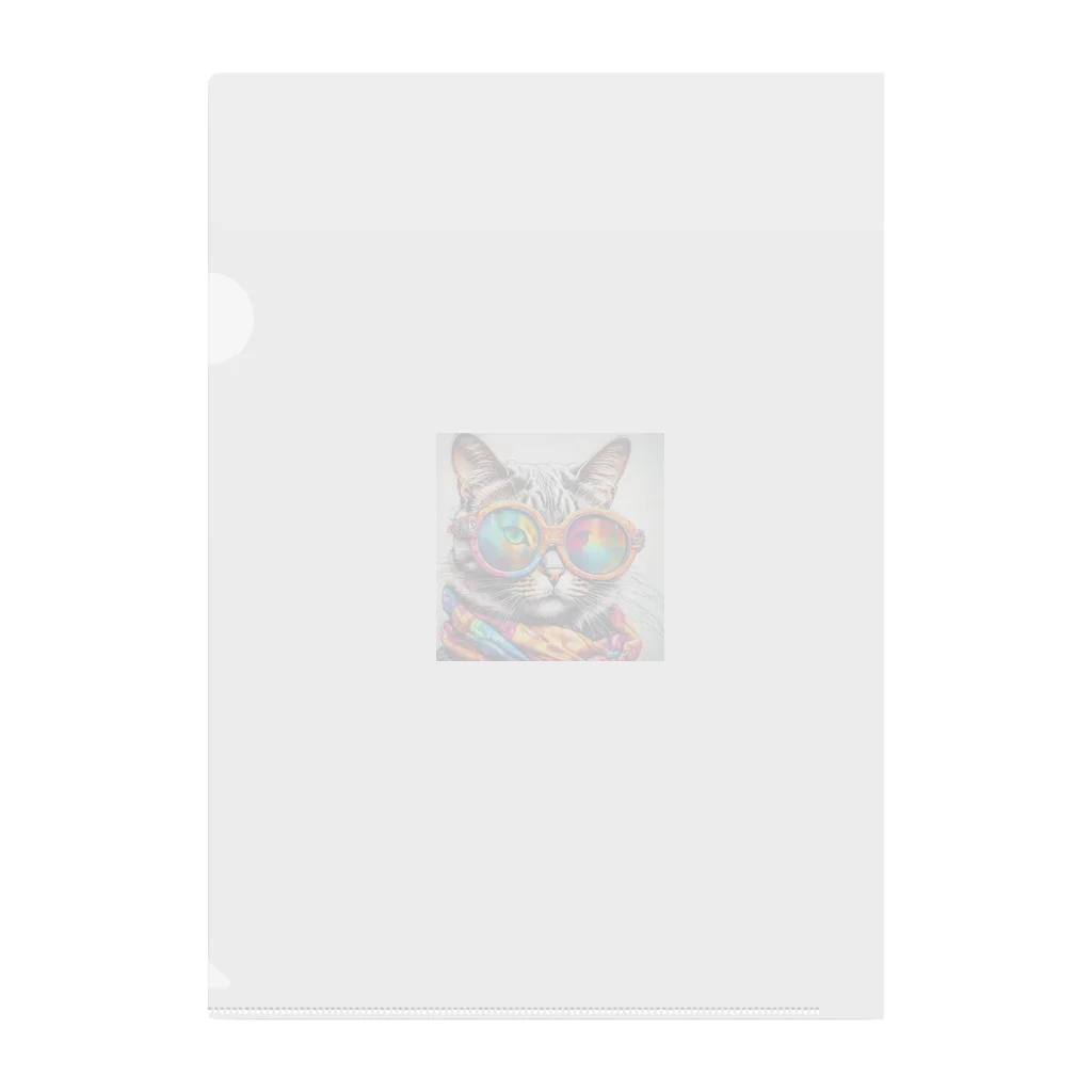 だんのんのカラフルメガネをかけた猫 Clear File Folder